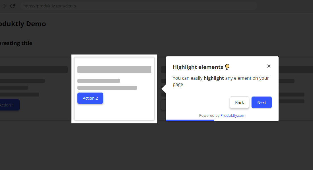 Example of highlight tour step card