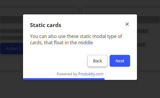 Example of modal tour step card
