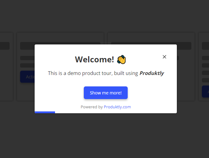 Example of welcome tour step card